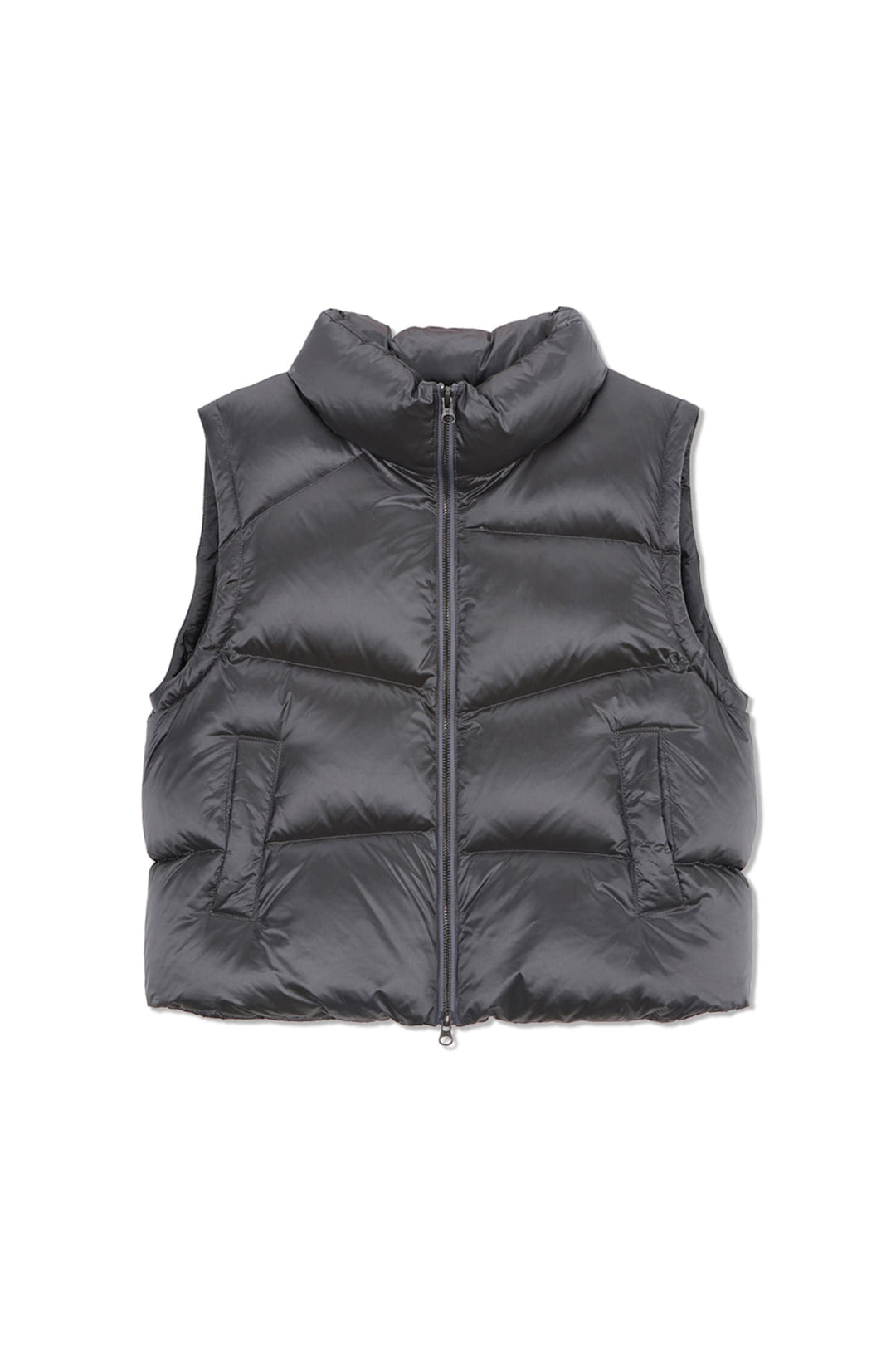 Matin Kim Unbalance Quilted Down Vest — Gray