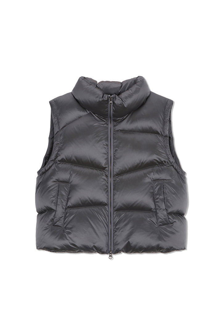 Matin Kim Unbalance Quilted Down Vest — Gray