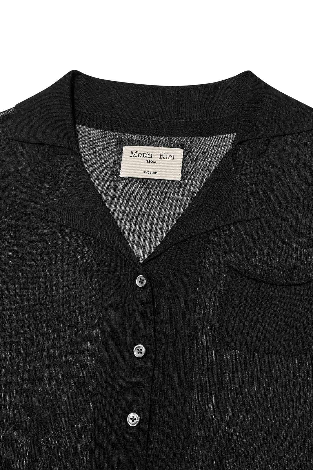 Matin Kim String Point Plain Long Cardigan — Black