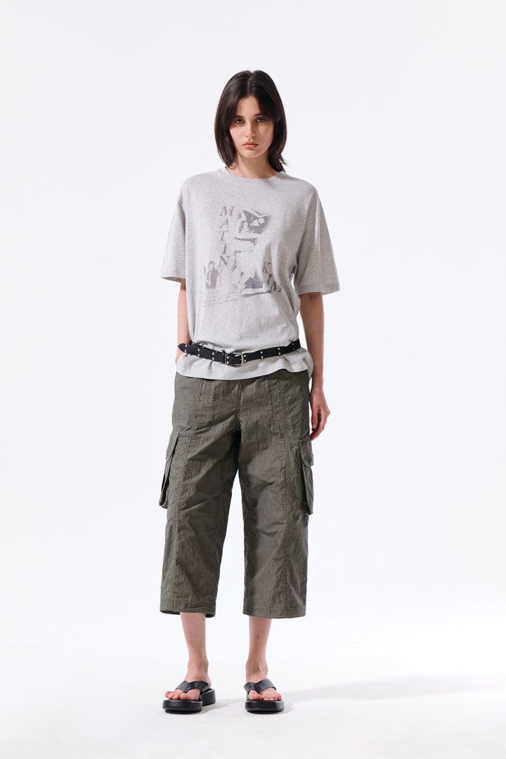 Matin Kim Portrait Graffiti Logo Top — Light Grey