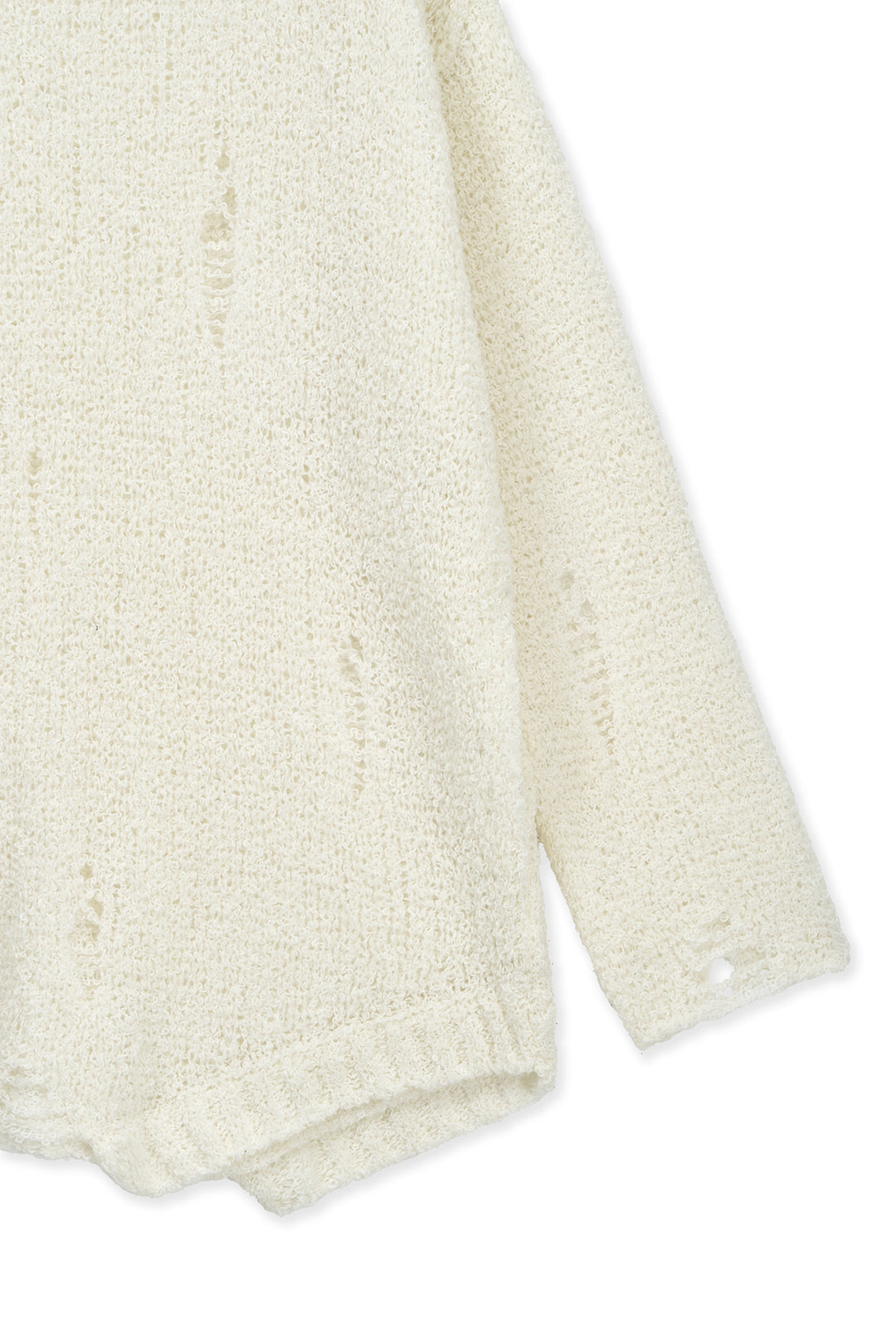 Matin Kim Asymmetric Damaged Knit Pullover — Ivory