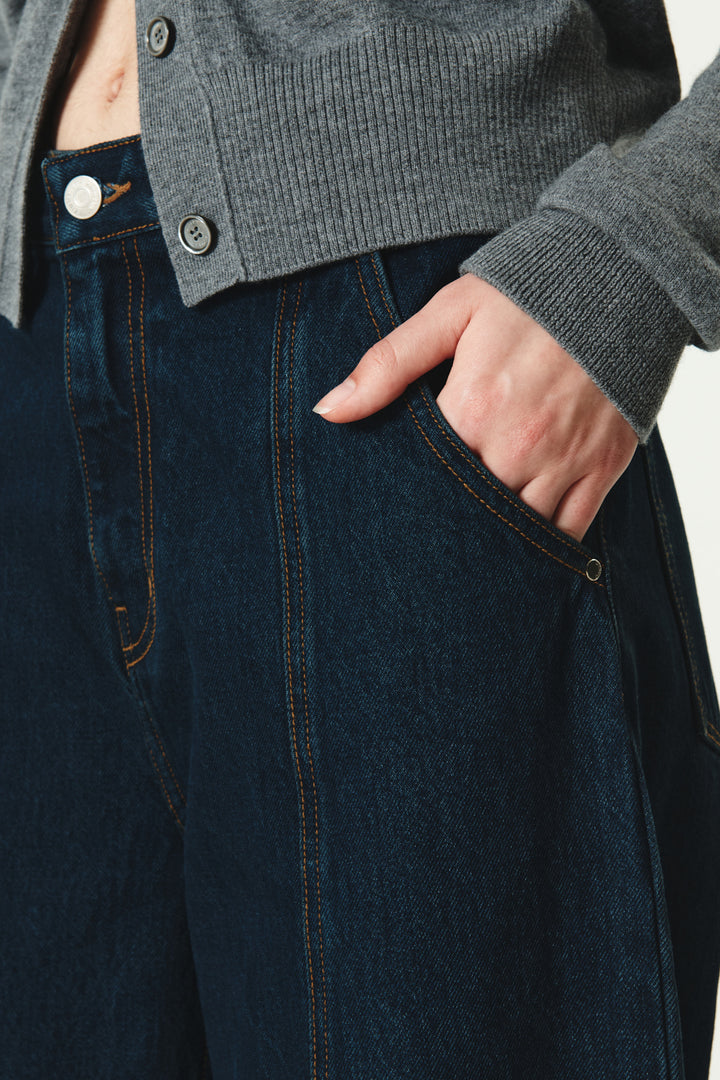 KIMMATIN Over Dying Tapered Denim — Blue