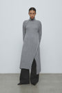 KIMMATIN Unbalance Fringe Knit Dress — Gray