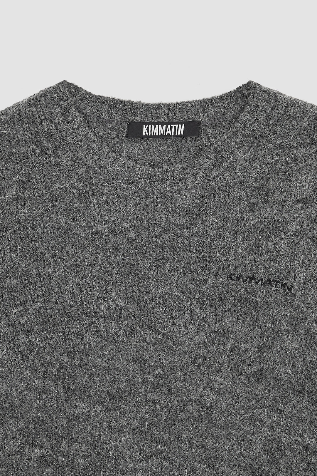 KIMMATIN Damage Detail Logo Pullover — Charcoal