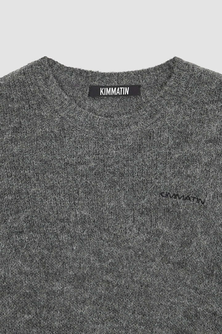KIMMATIN Damage Detail Logo Pullover — Charcoal