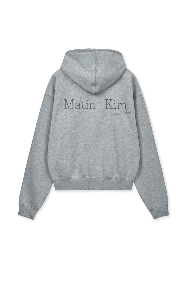 Matin Kim Back Logo Essential Zip Hoodie — Gray