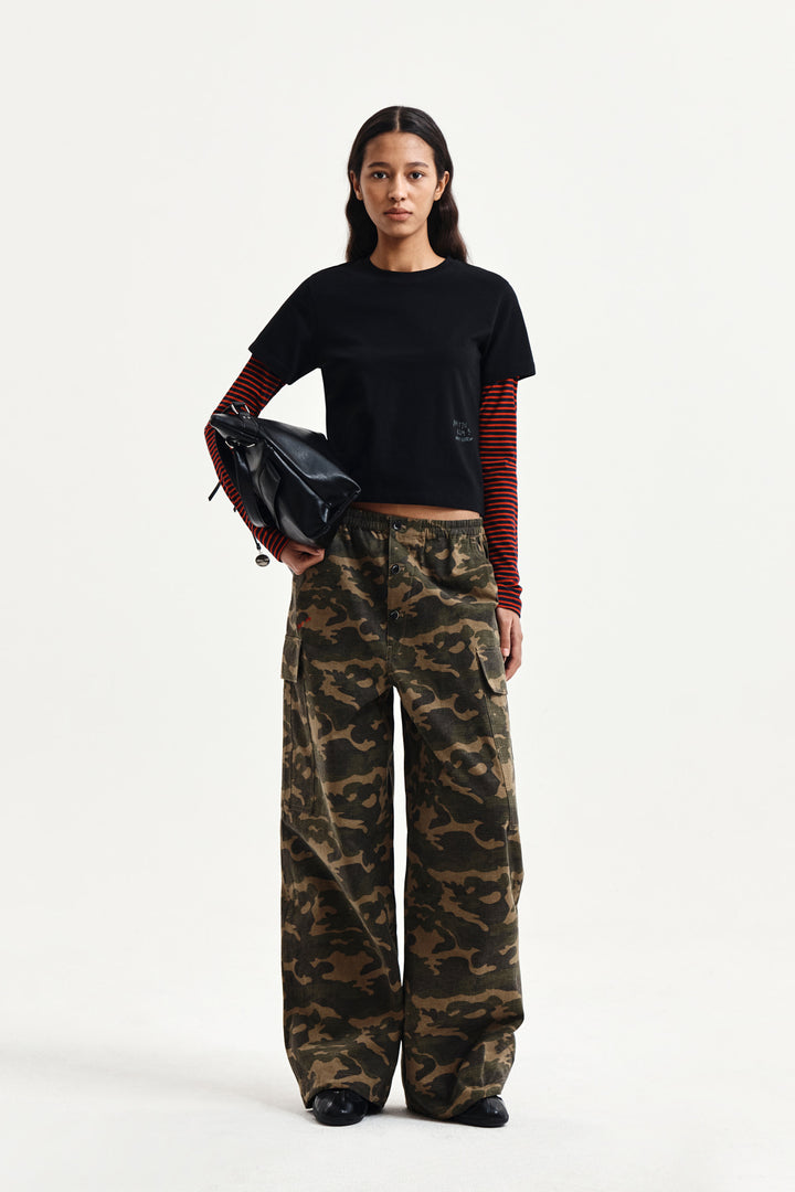 Matin Kim Drawstring Hem Cargo Pants — Khaki