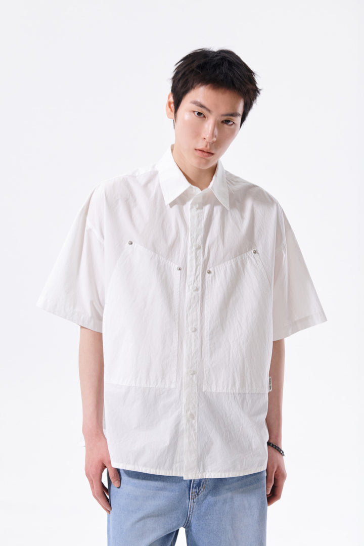 Matin Kim Half Sleeve Pocket Shirt — White