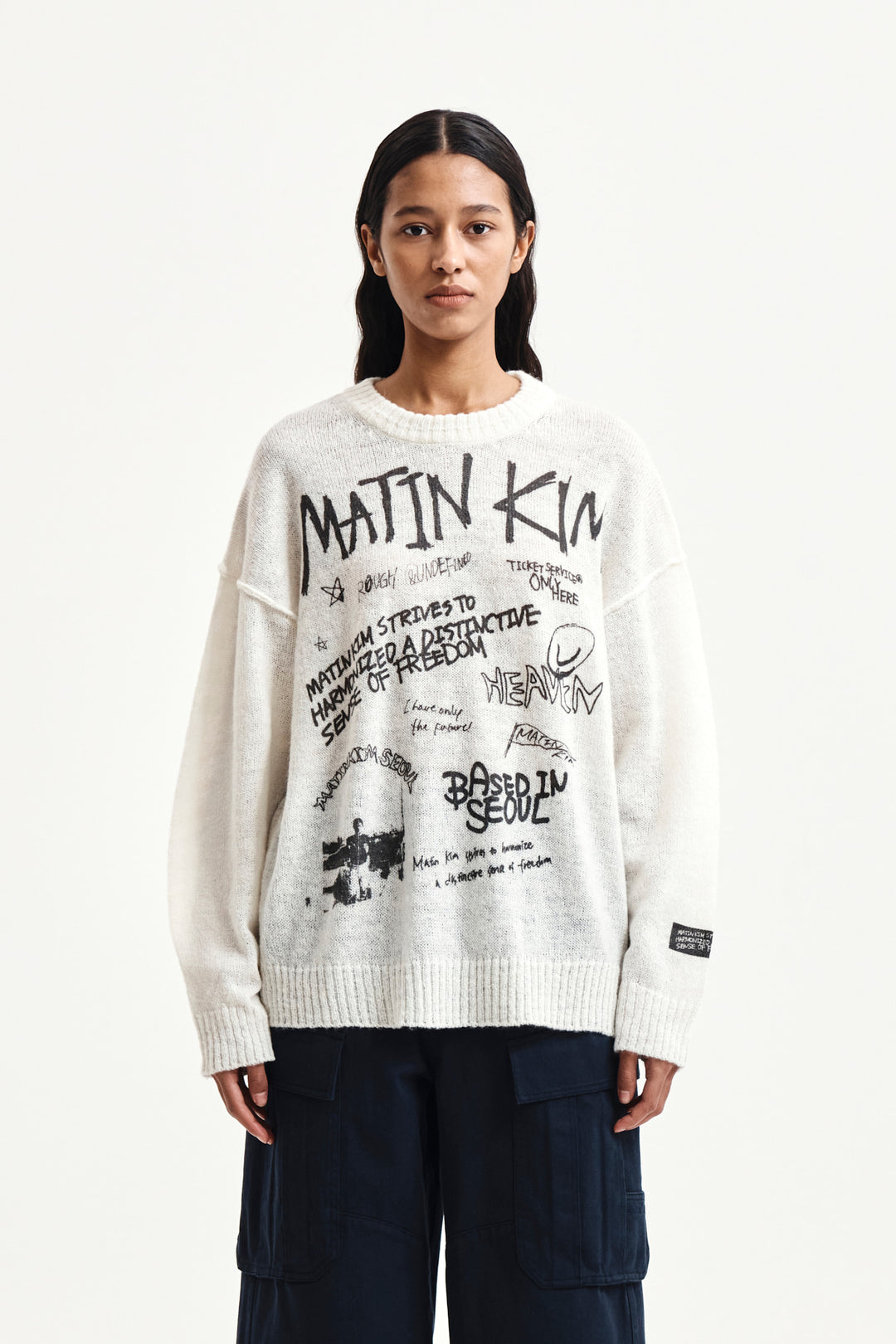 Matin Kim Graffiti Artwork Knit Pullover — Ivory