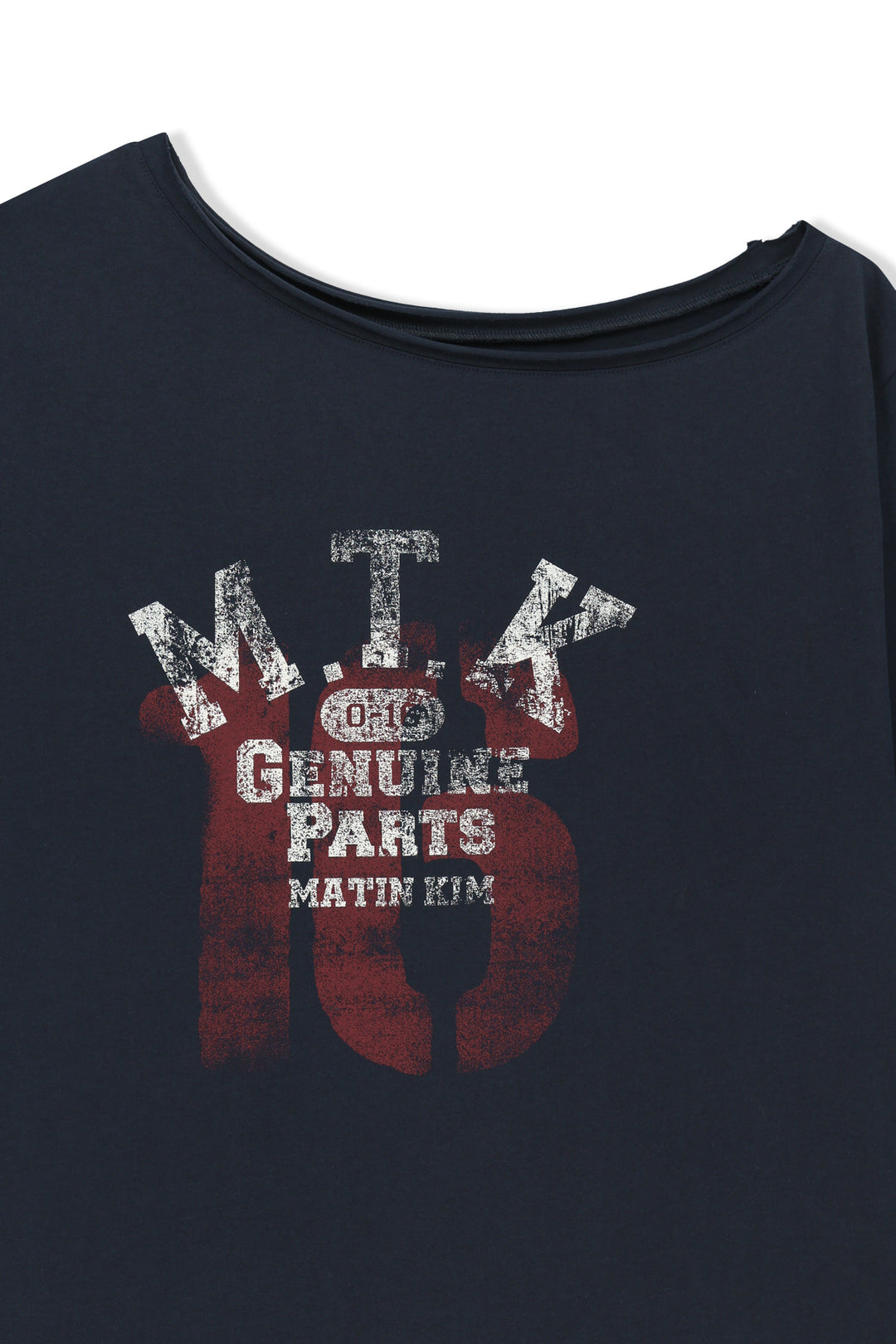 Matin Kim MTK 16 Graffiti Logo Asymmetric Top — Navy blue