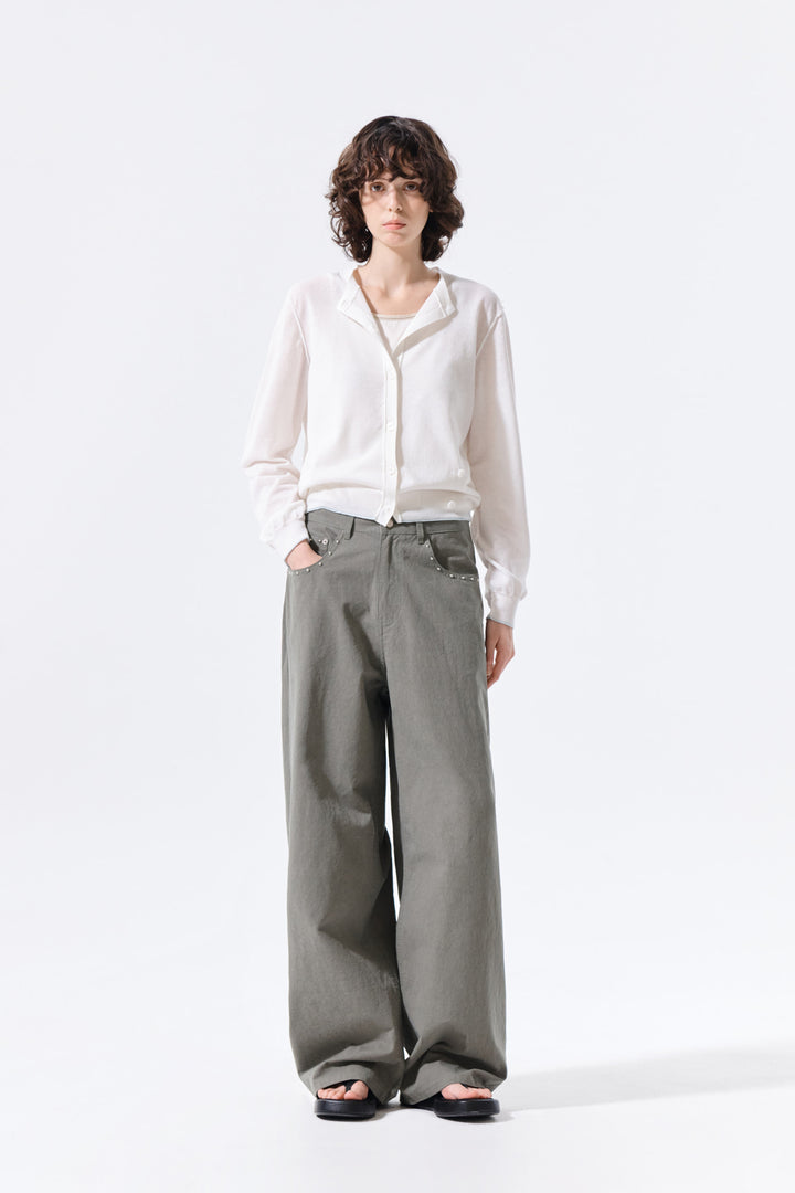 Matin Kim Back Logo Sheer Cardigan — White