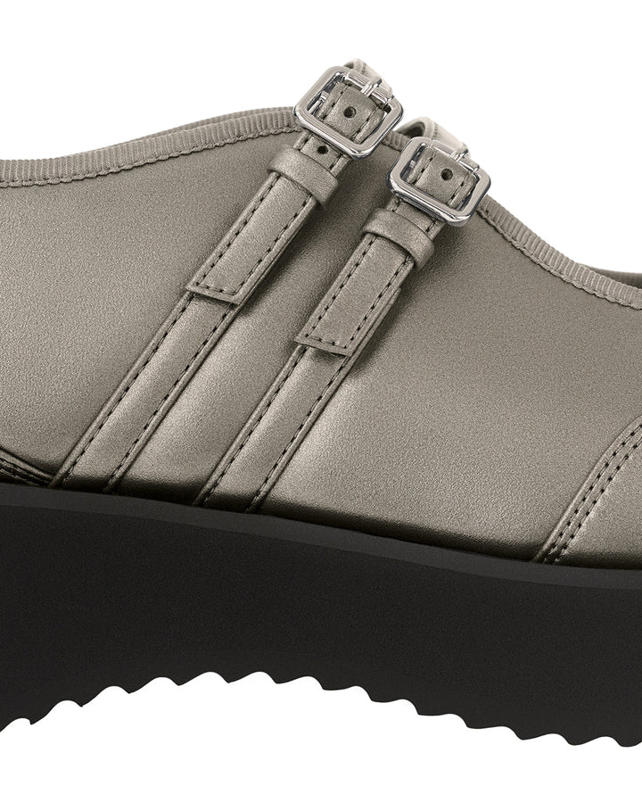Stand Oil Hatched Platform Mary Jane — Metallic Gray