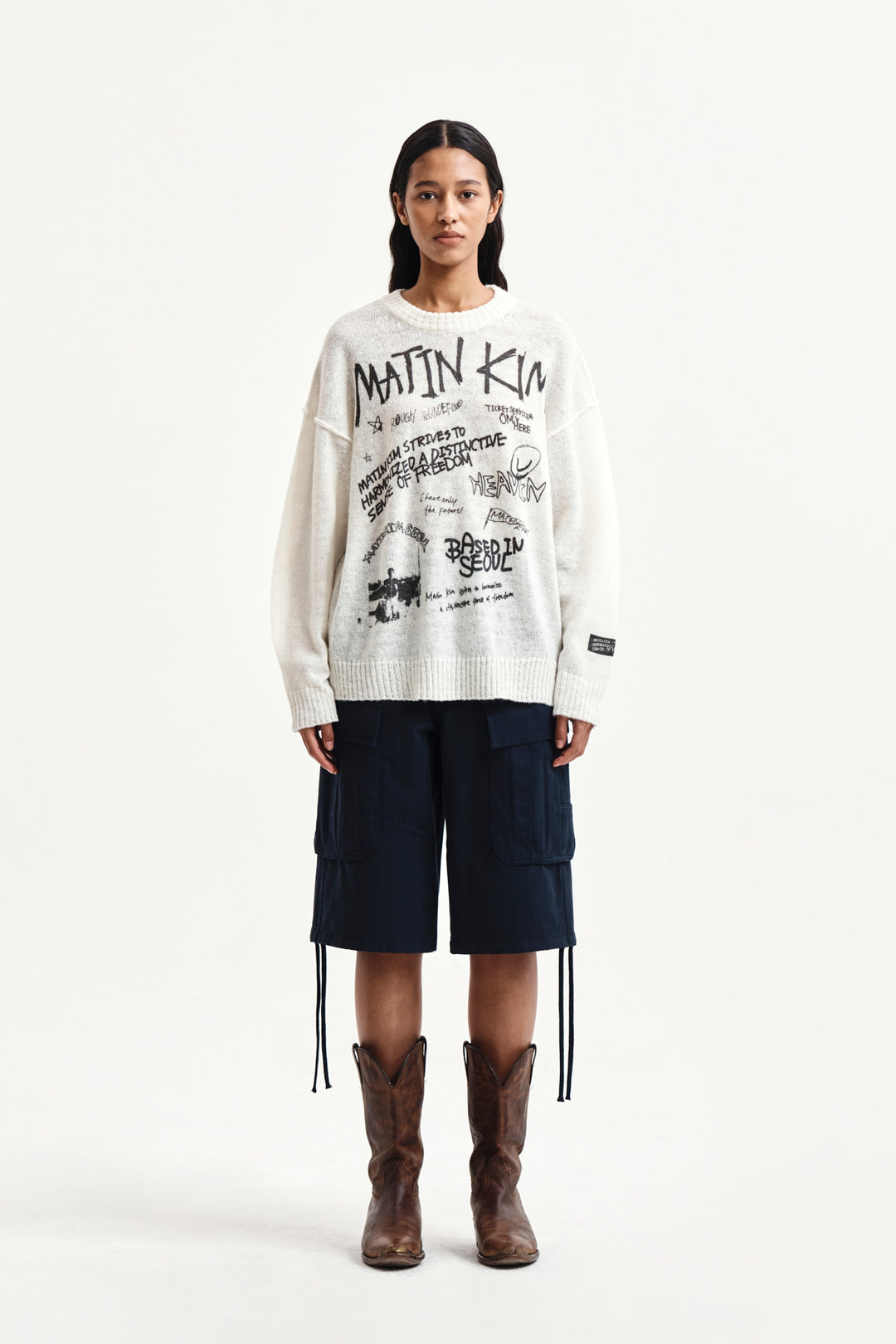 Matin Kim Utility Cargo Bermuda Shorts — Navy blue