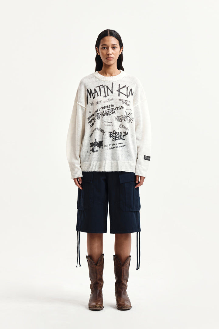 Matin Kim Utility Cargo Bermuda Shorts — Navy blue
