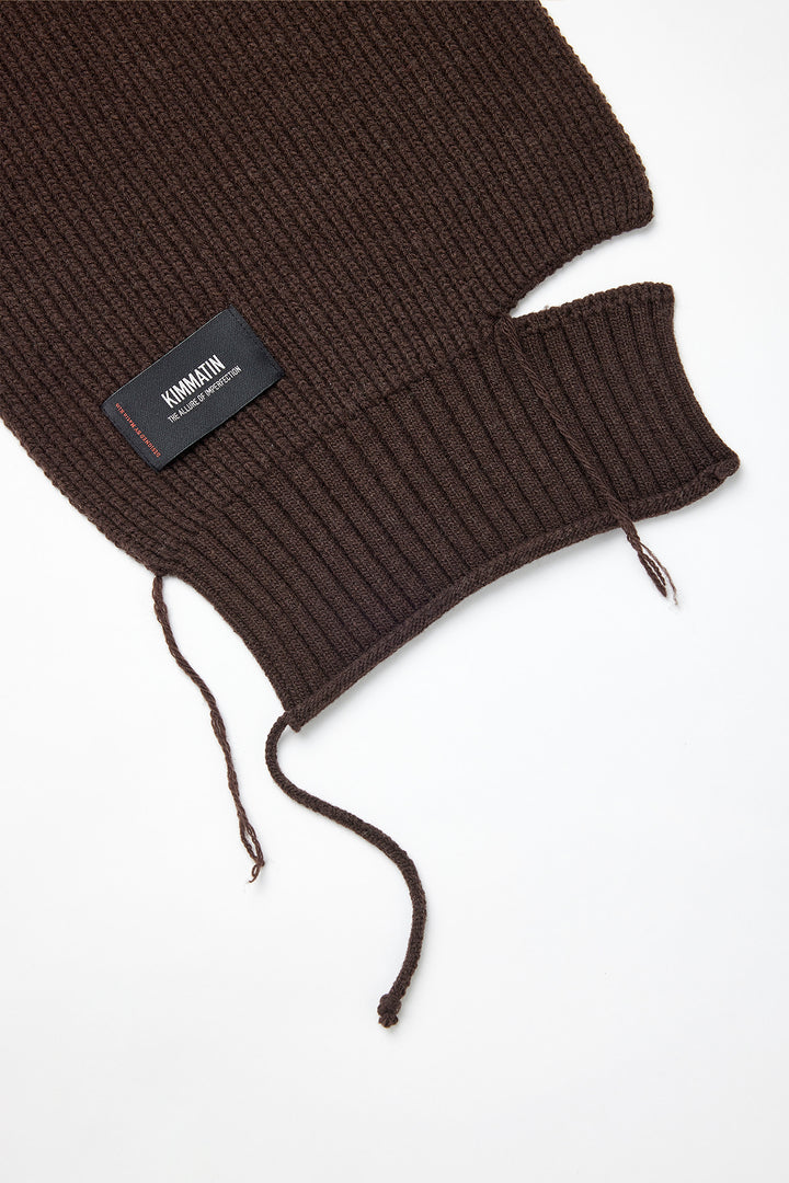 KIMMATIN Cut Out Wool Knit Muffler — Brown