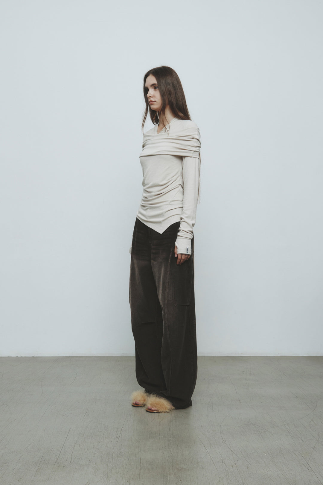 KIMMATIN Off-Shoulder Detail Top Light — Beige