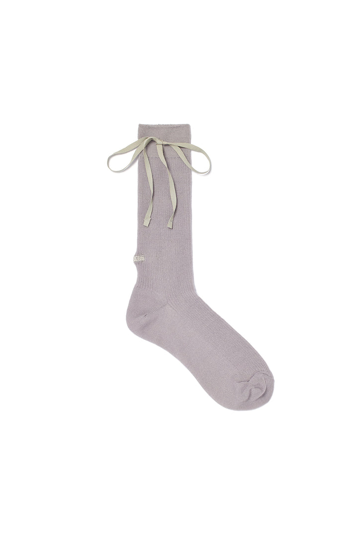 Matin Kim Ribbon Point Crew Socks — Light Grey