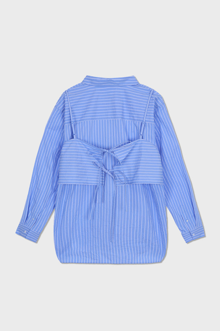 KIMMATIN Bustier Layered Crinkle Shirt — Blue