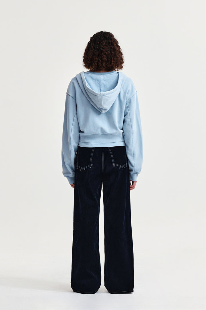 Matin Kim Washed Layered Crop Hoody Sky