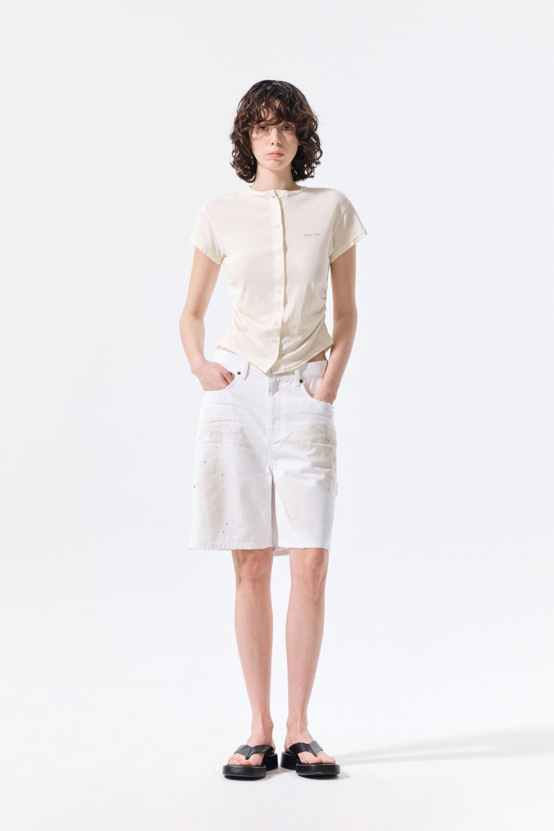 Matin Kim Carpenter Bermuda Denim — White