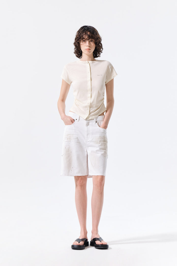 Matin Kim Carpenter Bermuda Denim — White