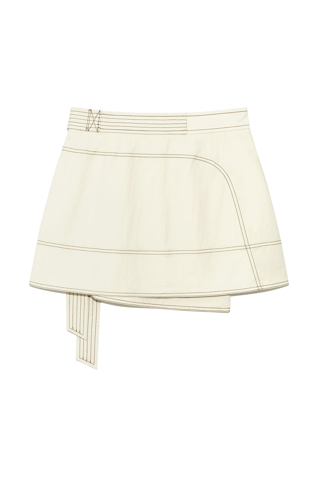 Matin Kim Stitch Point Belted Wrap Skirt — Beige
