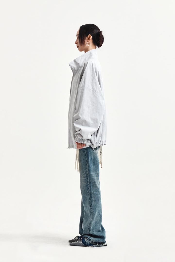 Matin Kim Back Logo High Neck Jumper — Light Grey