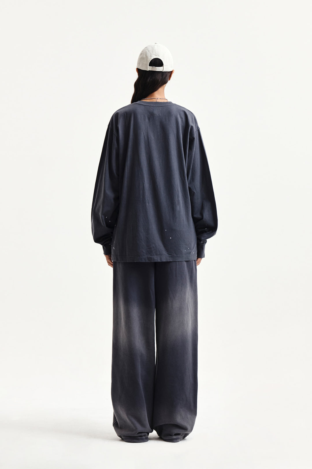 Matin Kim Vintage Washed Logo Top — Charcoal