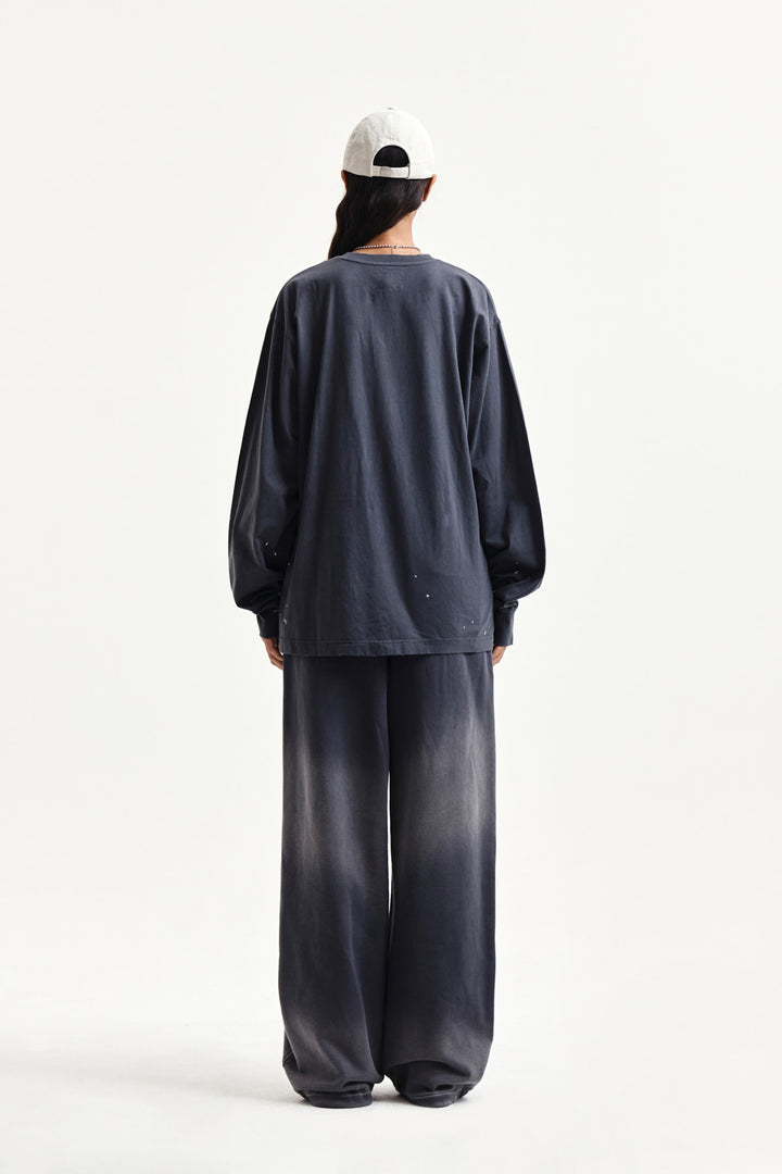 Matin Kim Vintage Washed Logo Top — Charcoal