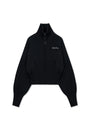 Matin Kim High Neck Embroidered Logo Zip Up — Black