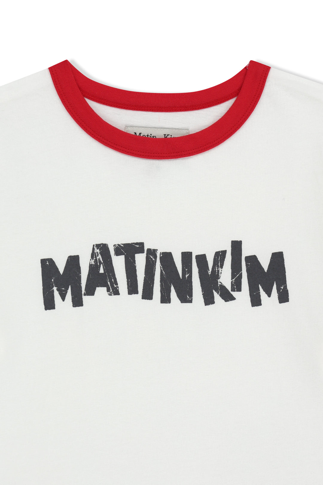 Matin Kim Logo Ringer Crop Top — White