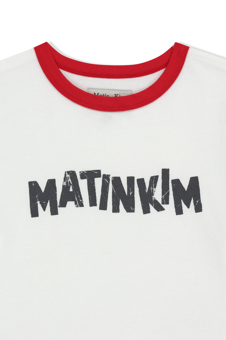 Matin Kim Logo Ringer Crop Top — White