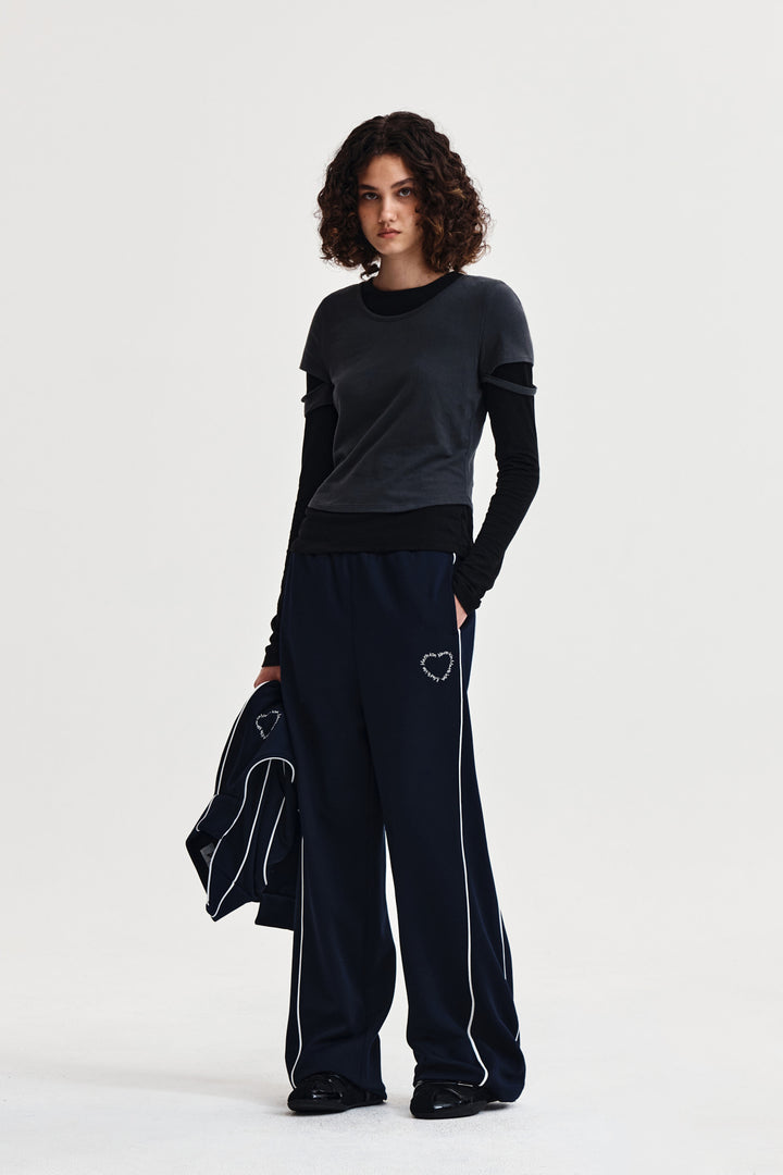 Matin Kim Layered Point Slim Top — Charcoal