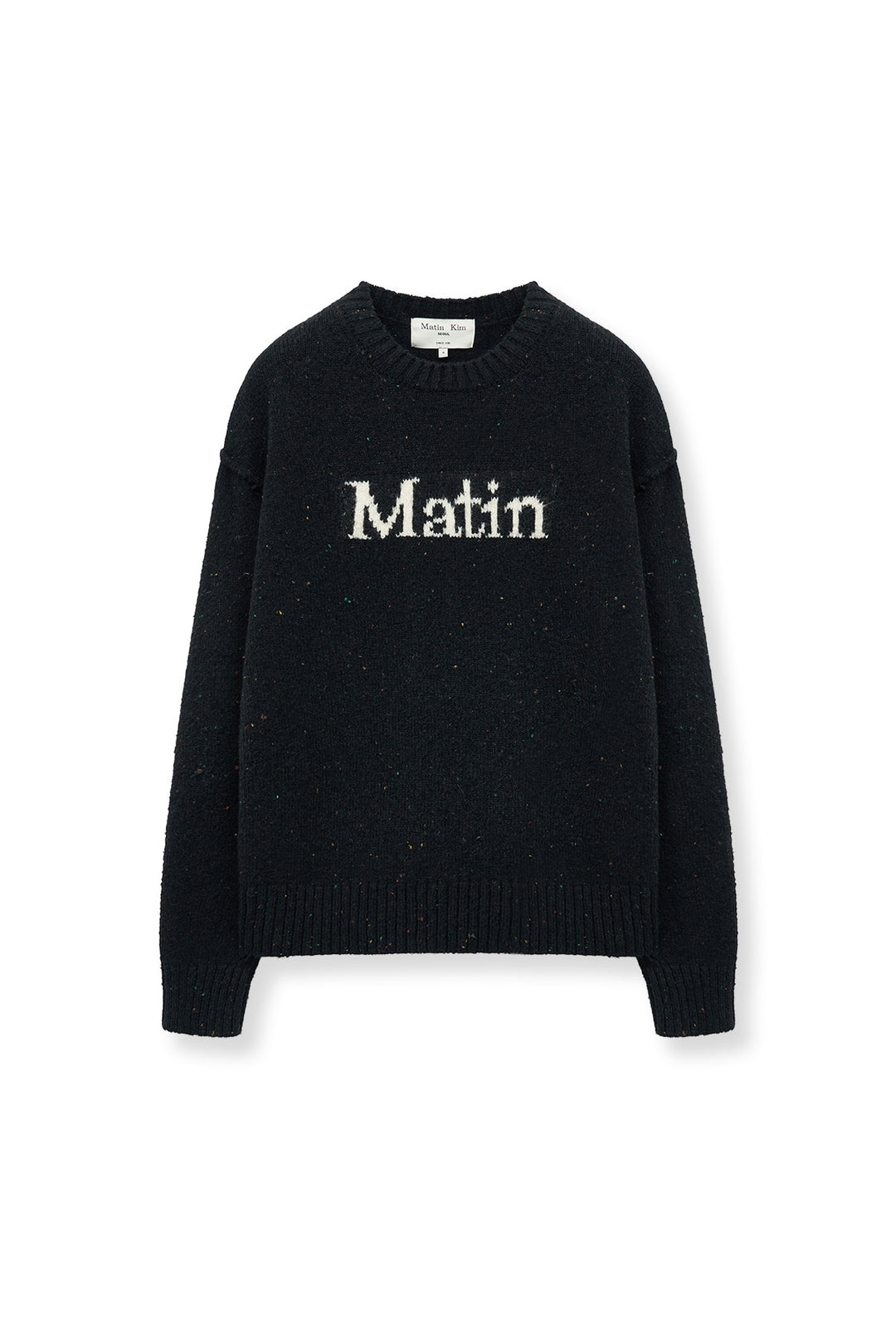 Matin Kim Mixed Yarn Knit Pullover — Dark Navy