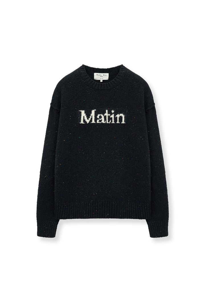 Matin Kim Mixed Yarn Knit Pullover — Dark Navy