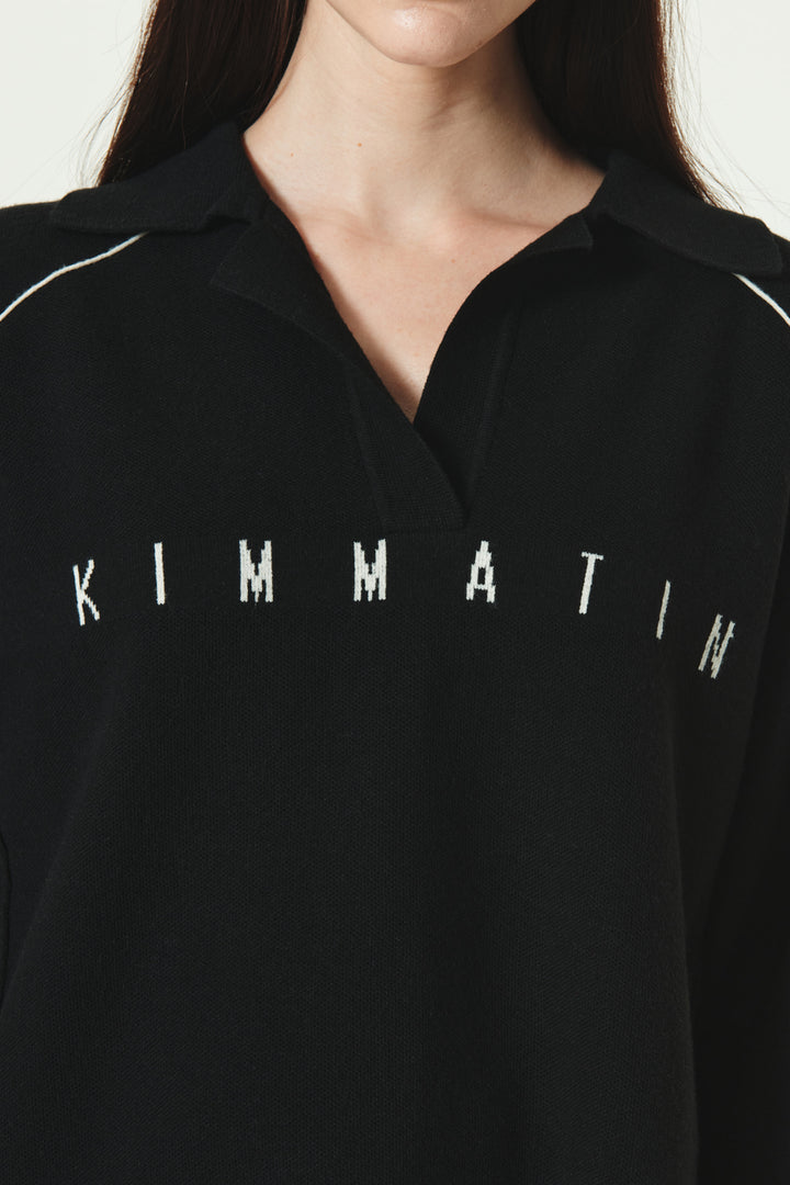 KIMMATIN Oversize Pique Pullover — Black