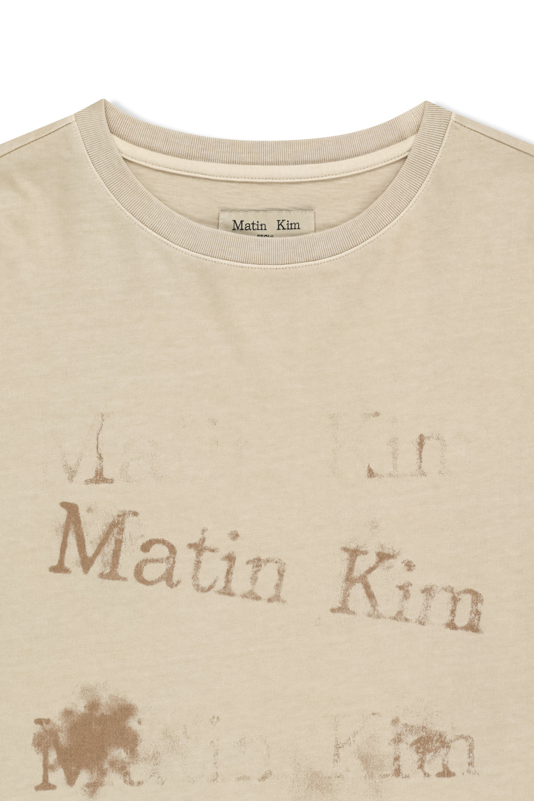 Matin Kim Pigment Graffiti Logo Tee — Beige
