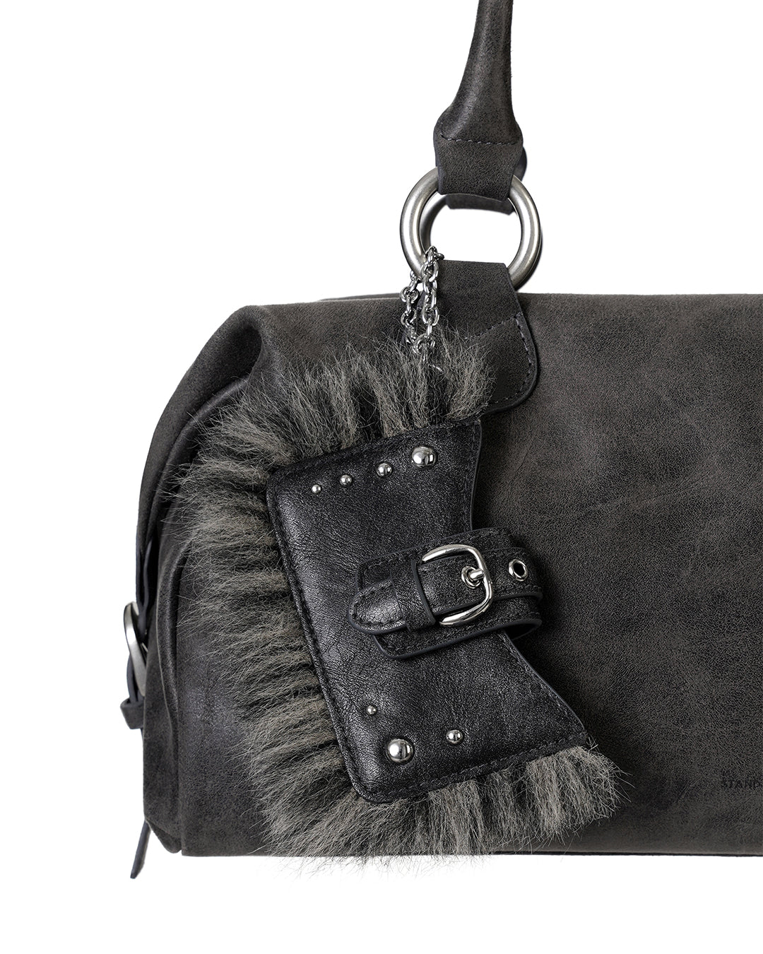 Stand Oil Stud Fur Keyring — Dark Gray