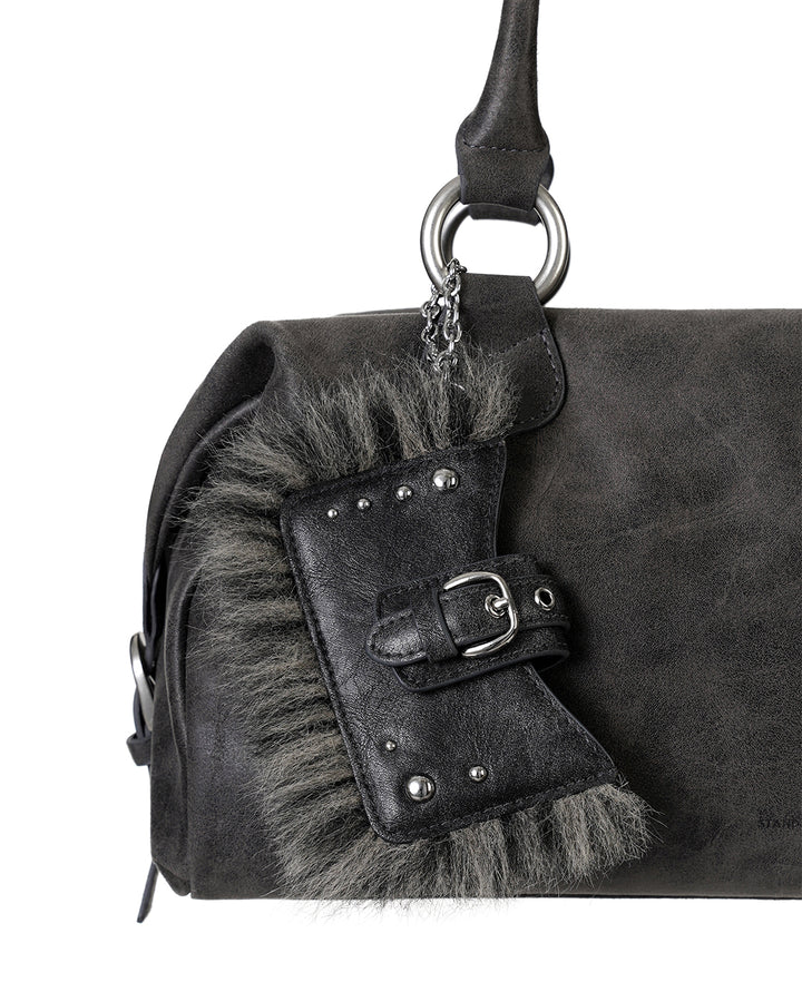 Stand Oil Stud Fur Keyring — Dark Gray