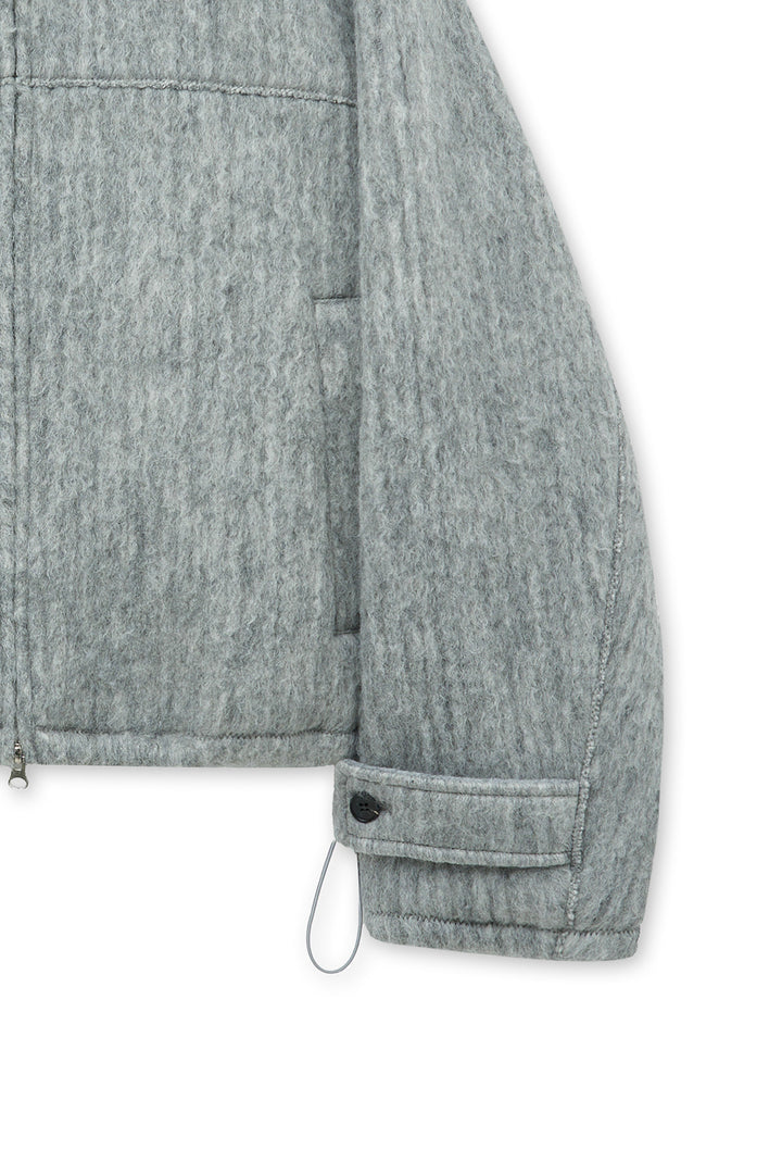 Matin Kim Hairy High Neck Zip Up Jumper — Light Grey
