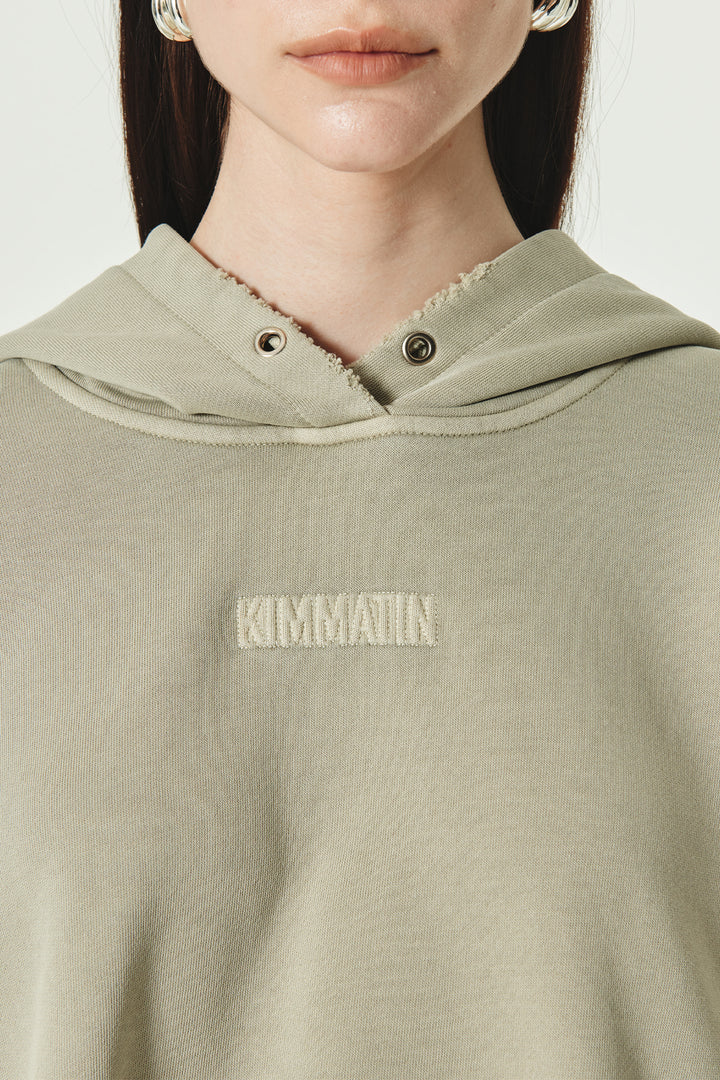 KIMMATIN Logo Point Pigment Dyed Hoodie — Khaki
