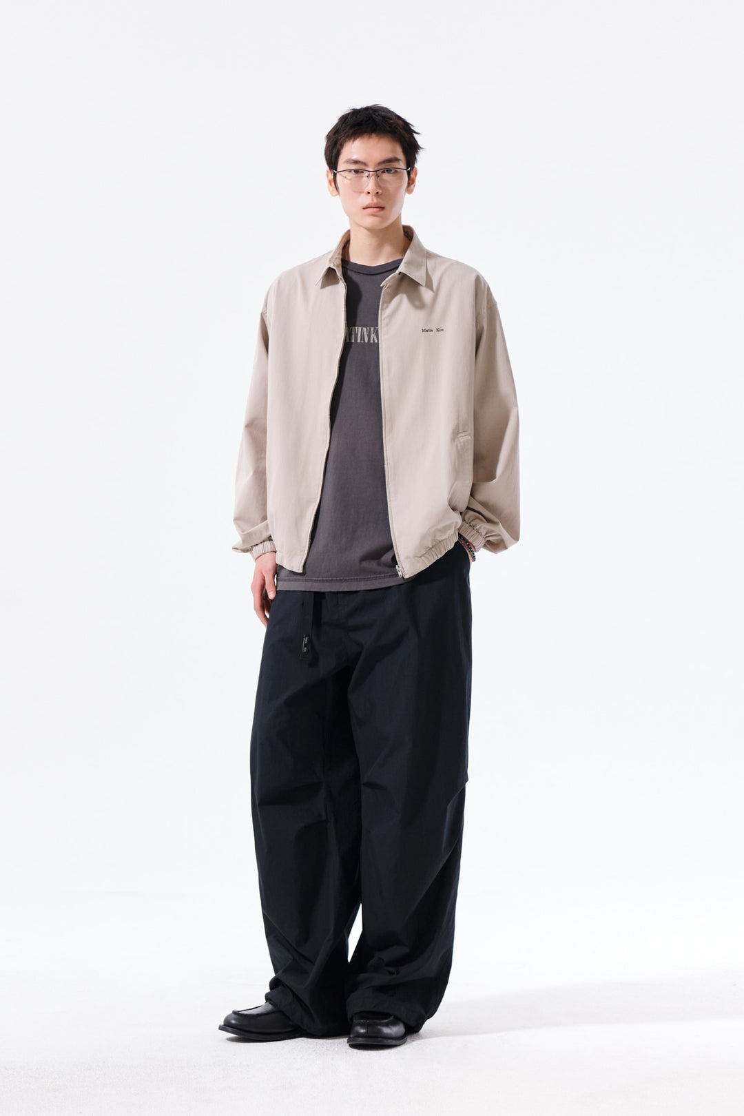 Matin Kim Small Logo Cotton Zip-Up Jumper — Beige
