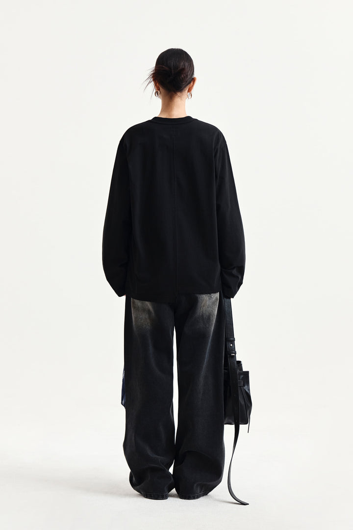 Matin Kim Vintage Dirty Washed Denim Pants — Black