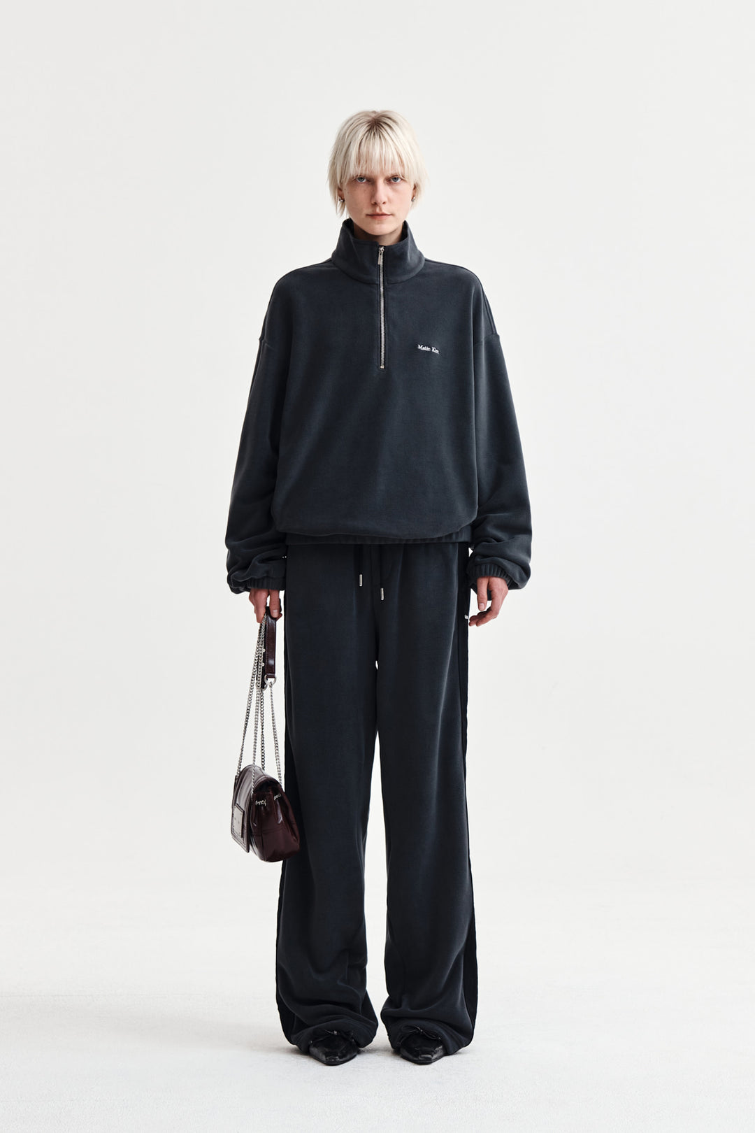 Matin Kim Sherpa Fleece Drawstring Pants — Charcoal