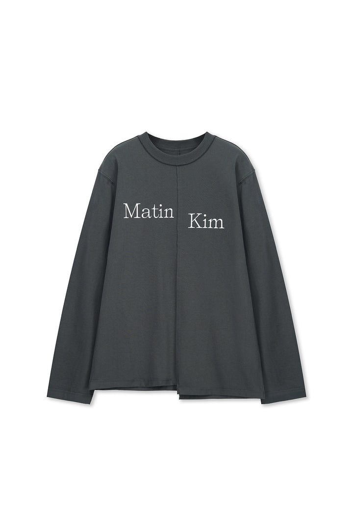 Matin Kim Asymmetric Logo Top — Charcoal