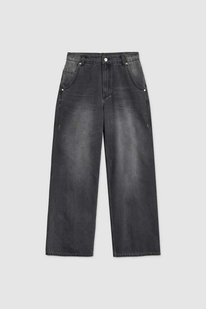 KIMMATIN Washed Wide Denim in Dark — Gray