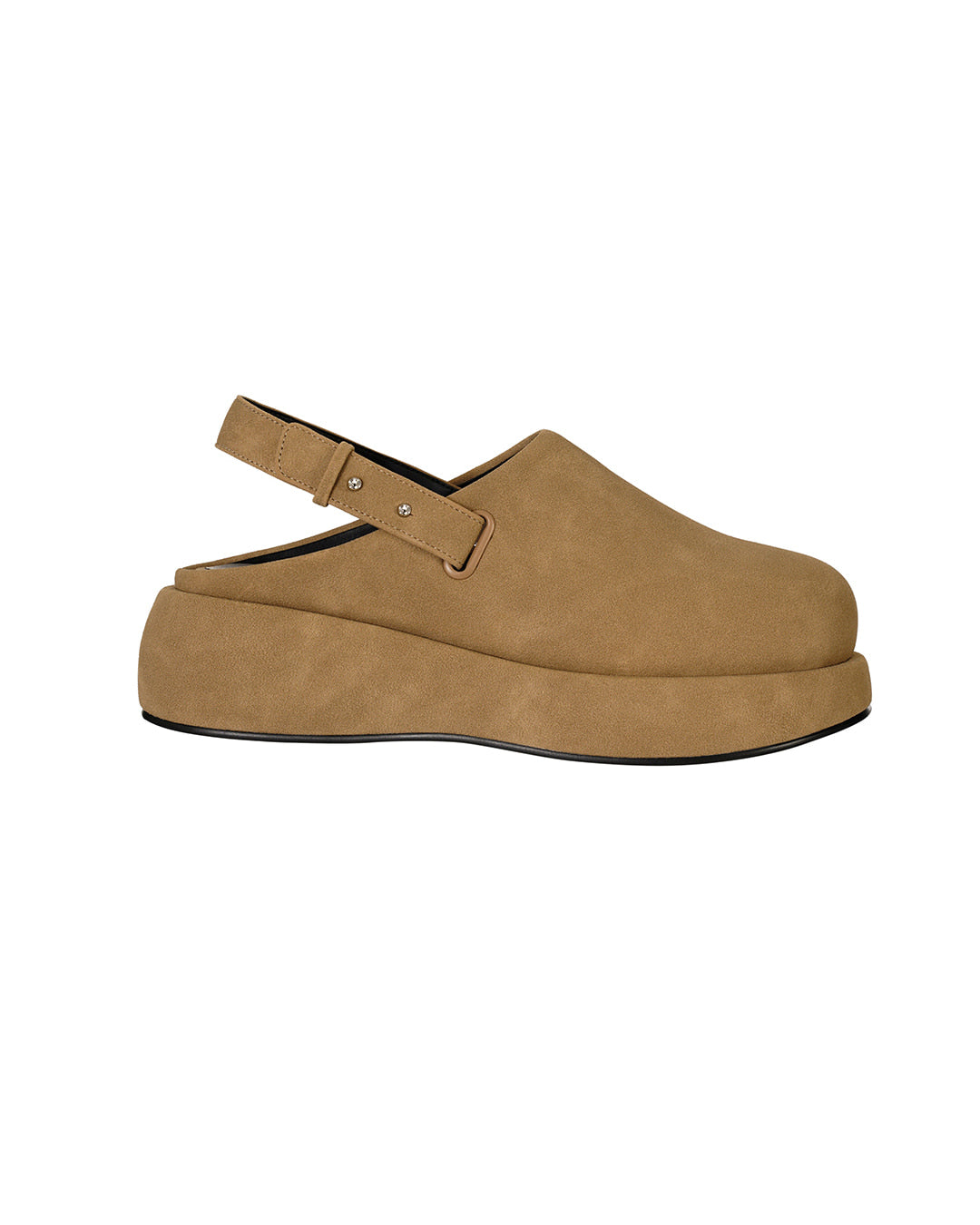 Stand Oil Hatched Mule — Sculptural Chunky Sole — Camel