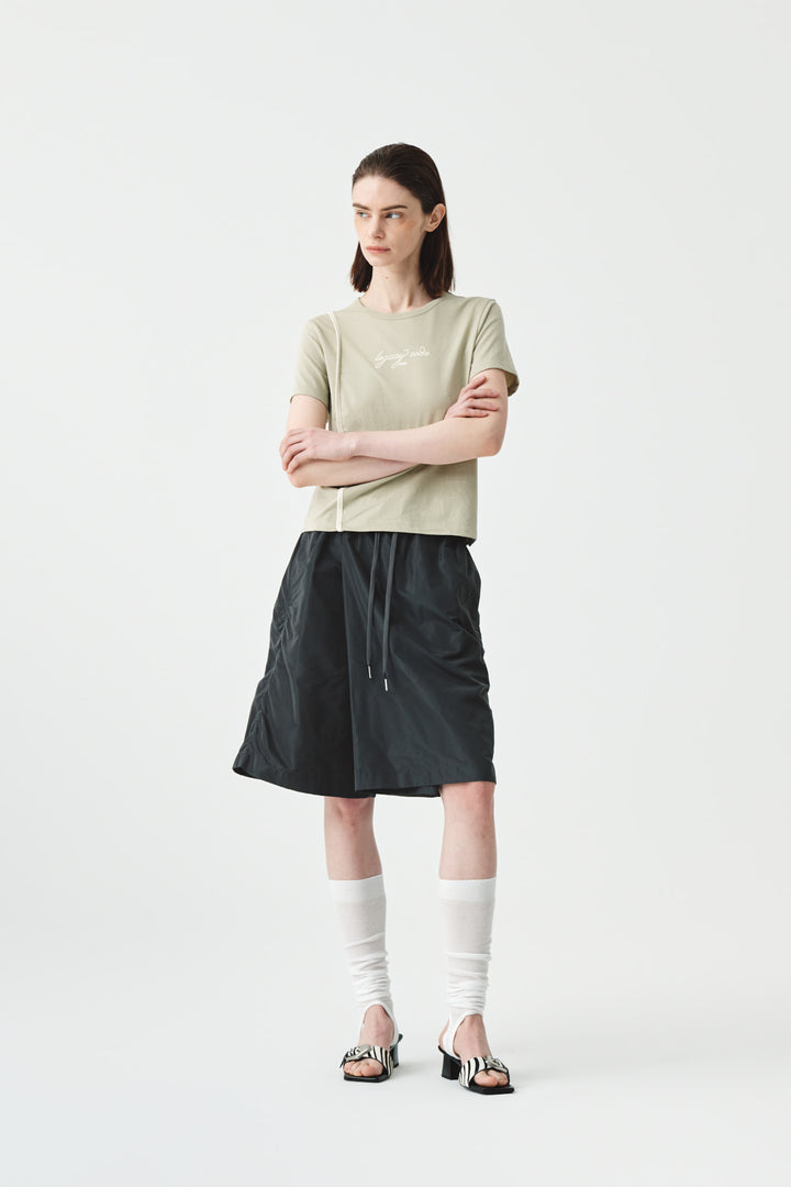 KIMMATIN Back Slit Slim Top in Light — Khaki