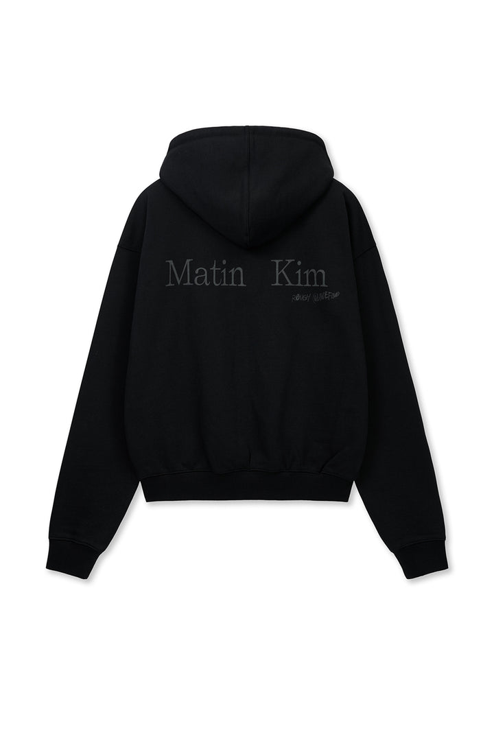 Matin Kim Back Logo Essential Zip Hoodie — Black