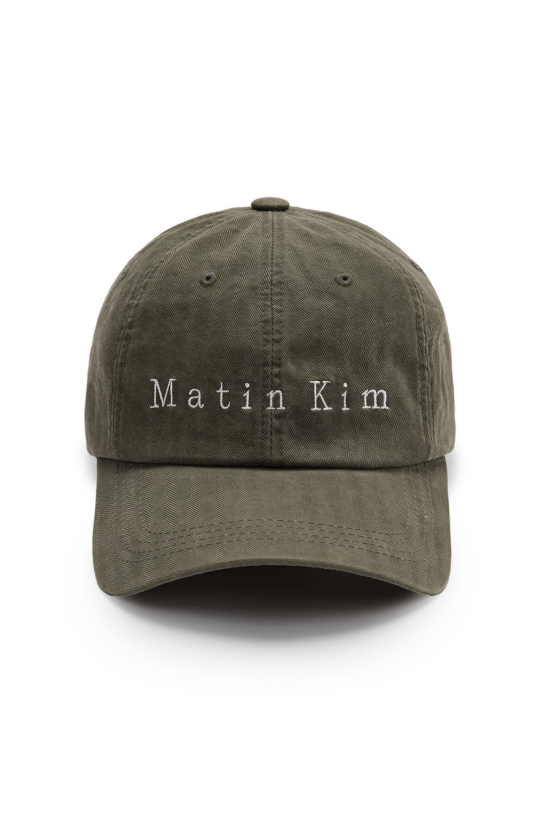 Matin Kim Herringbone Typo Ball Cap — Khaki